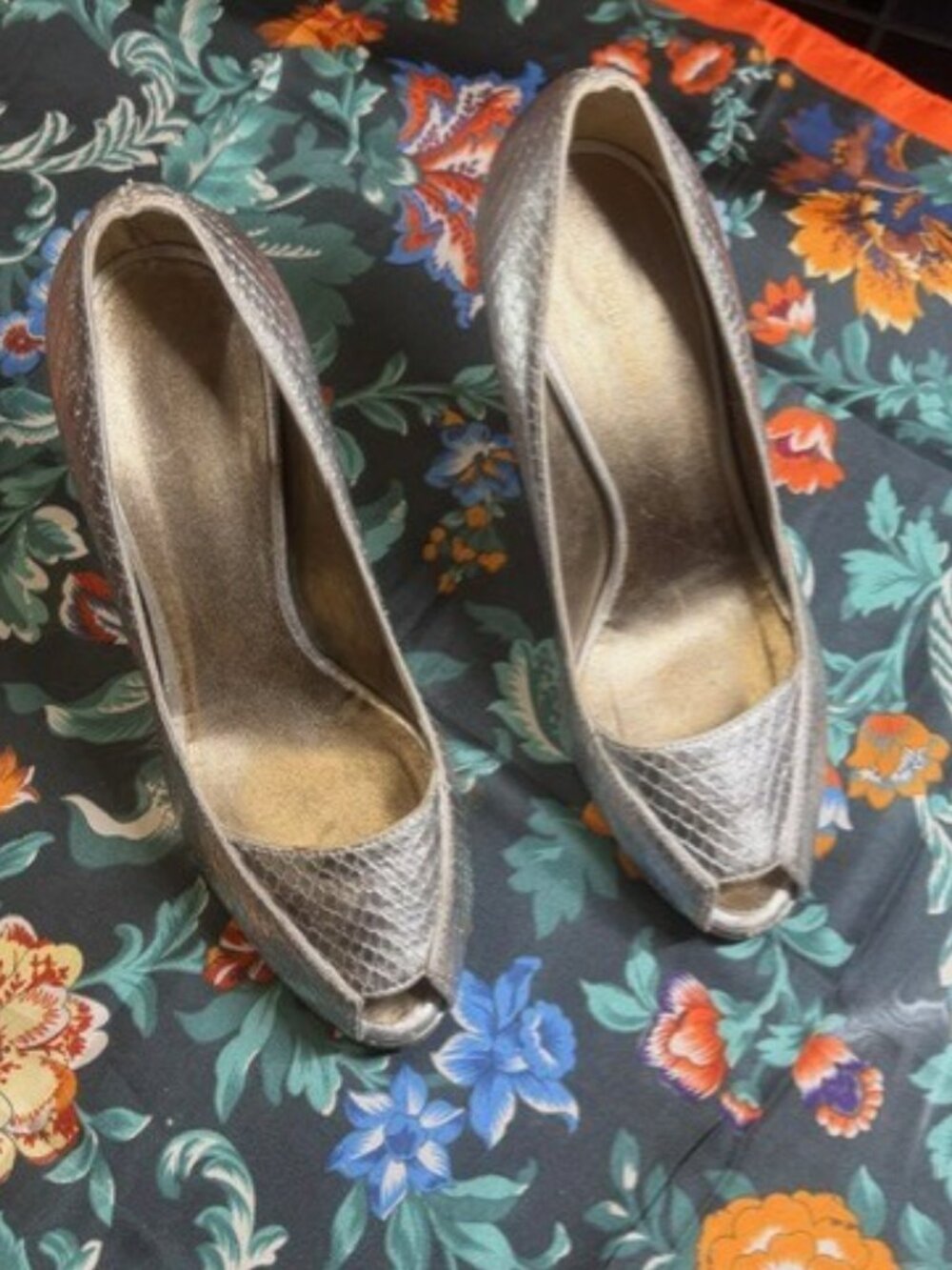 Roberto Cavalli Grey Snake heels